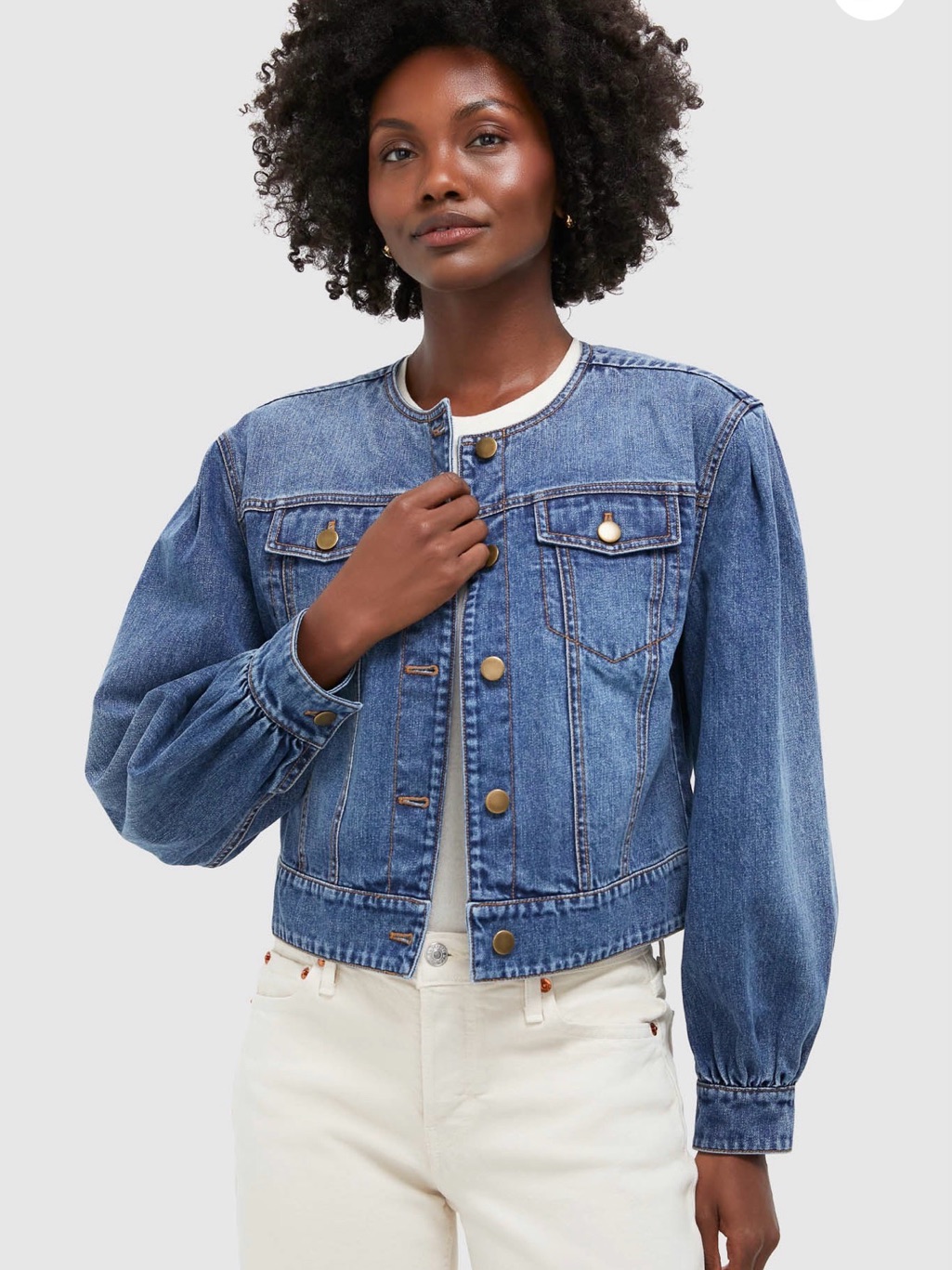 Tuckernuck Stella Denim Jacket With Slight Puff Sleeves Nwt